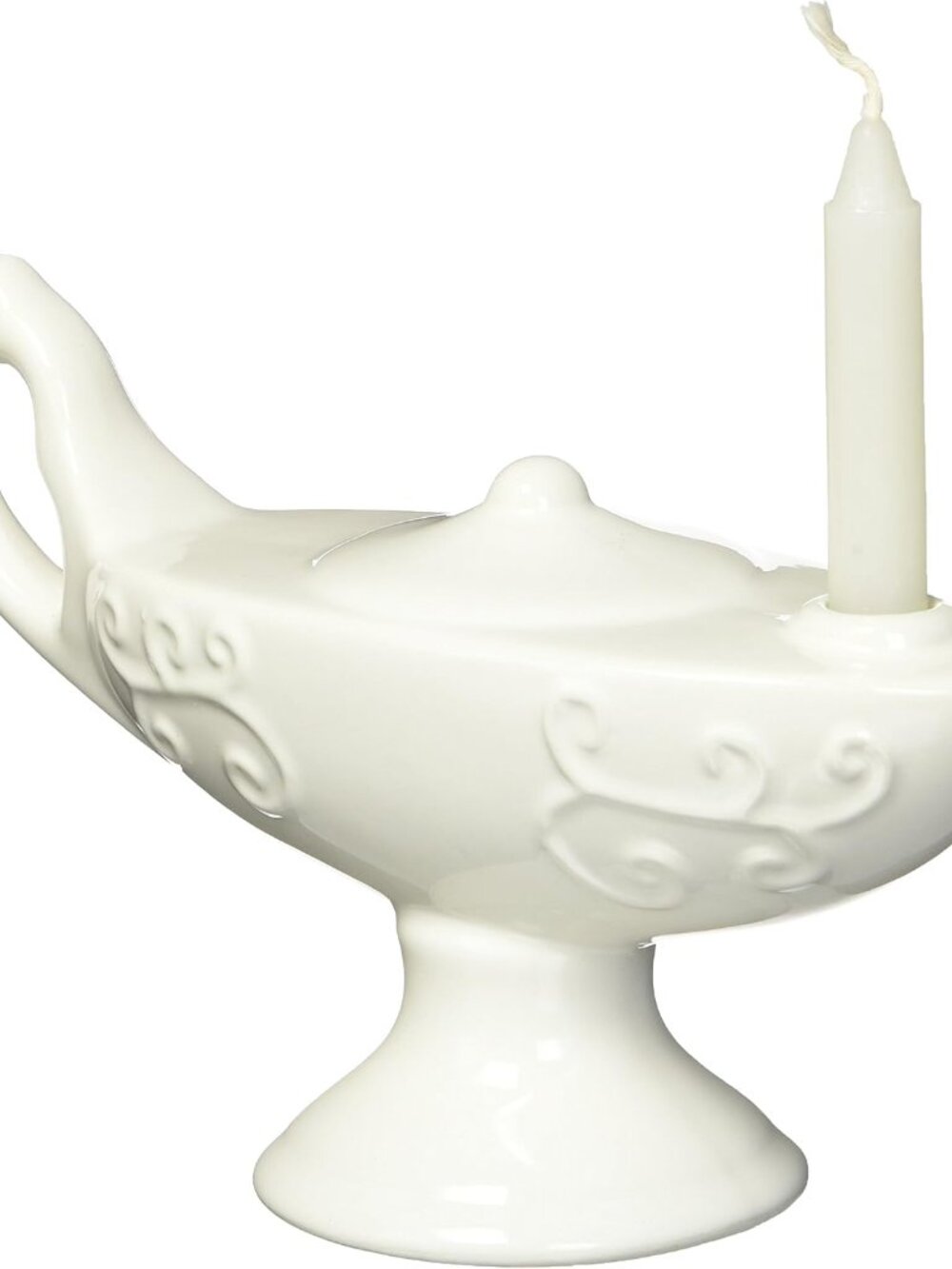 Large Ceramic Florence Nightingale Graduation Lamp with Wax Candle Color: Off-Wh